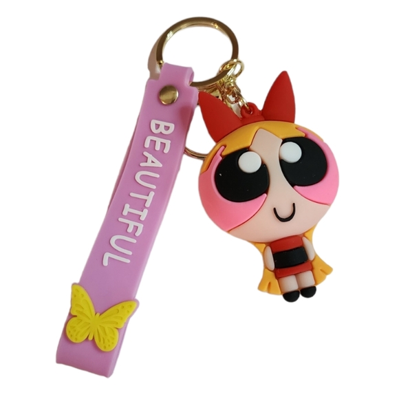 Blossom Powerpuff Girls 3D Keychain Red Wrist Strap - Picture 1 of 2